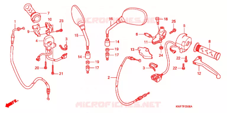 LEVIER DE GUIDON - CABLE - COMMODO Honda MOTO 125 CBF 2010  CBF125MA