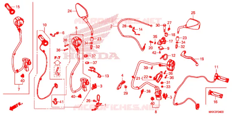 LEVIER DE GUIDON - CABLE - COMMODO (CRF1000A/A2/AL/AL2) Honda MOTO 1000 AFRICA-TWIN 2018  CRF1000AJ