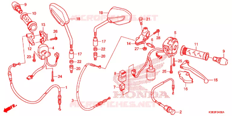 LEVIER DE GUIDON - CABLE - COMMODO Honda MOTO 160 CBF 2018  CBF160J