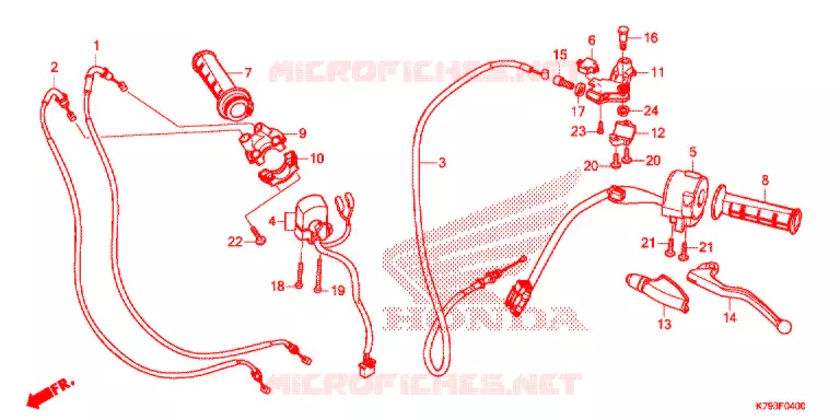 LEVIER DE GUIDON - CABLE - COMMODO Honda MOTO 190 XR 2018  XR190LH