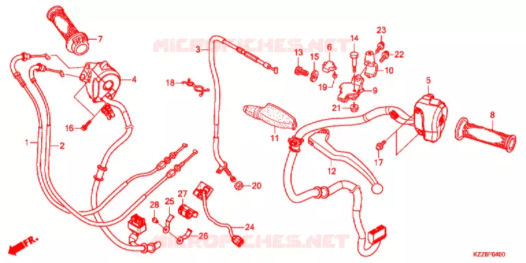 LEVIER DE GUIDON - CABLE - COMMODO Honda MOTO 250 CRF 2018  CRF250RLJ
