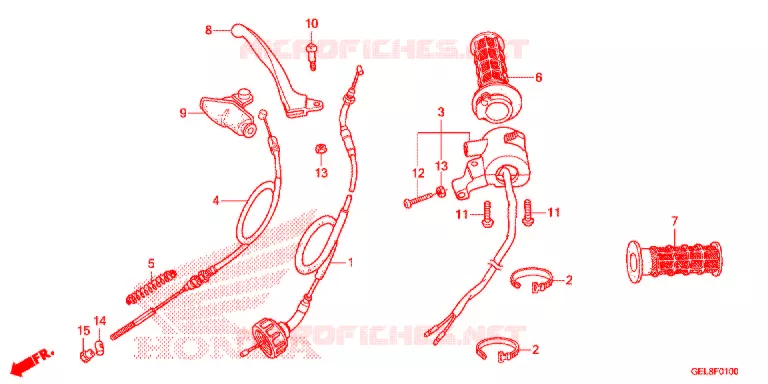 LEVIER DE GUIDON - CABLE - COMMODO Honda MOTO 50 CRF 2018  CRF50FJ