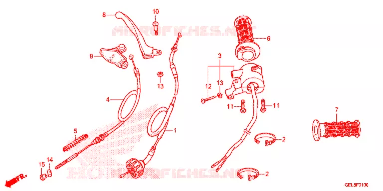 LEVIER DE GUIDON - CABLE - COMMODO Honda MOTO 50 CRF 2018  CRF50FJ