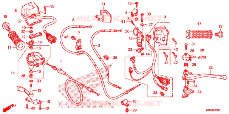 LEVIER DE GUIDON - CABLE - COMMODO Honda ATV 500 FOURTRAX 2019  TRX500FM2K