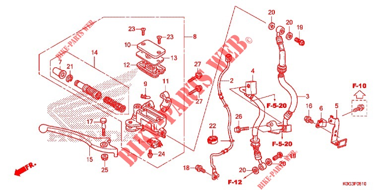 MAITRE CYLINDRE DE FREIN AVANT (C125A) pour Honda SUPER CUB 125 ABS de 2019