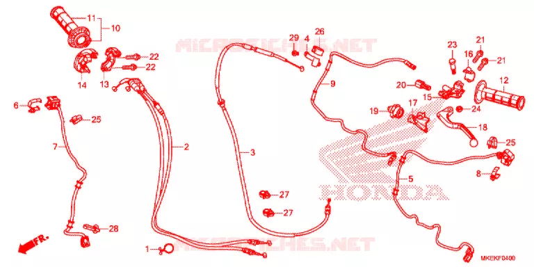 LEVIER DE GUIDON - CABLE - COMMODO Honda MOTO 450 CRF 2019  CRF450RXK