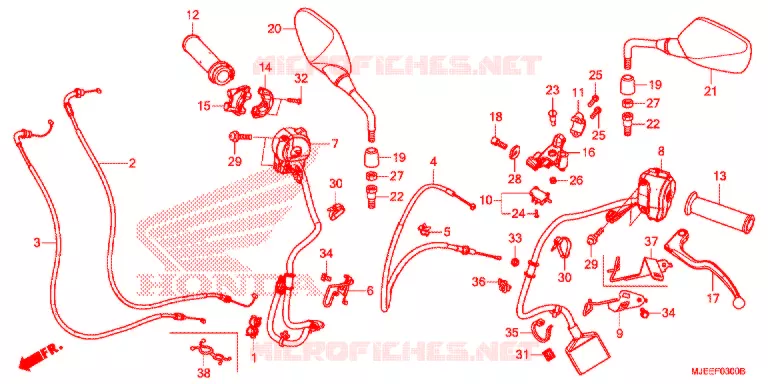 LEVIER DE GUIDON - CABLE - COMMODO Honda MOTO 650 CB 2017  CB650FAH