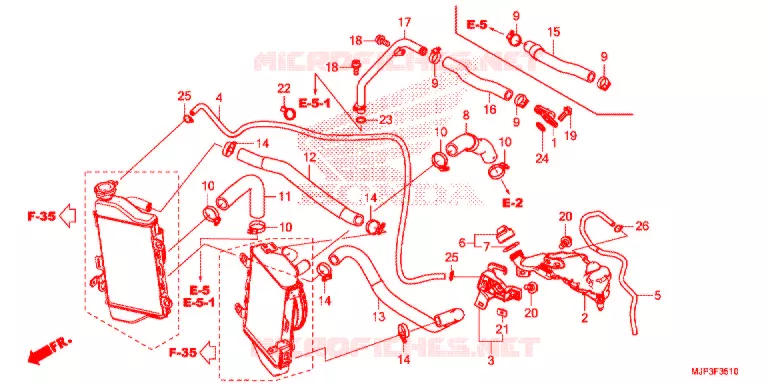 FLEXIBLE DE RADIATEUR Honda MOTO 1000 AFRICA-TWIN 2017  CRF1000AH