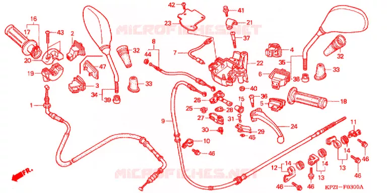 LEVIER DE GUIDON - CABLE - COMMODO Honda SCOOTER 125 DYLAN 2003  SES1253