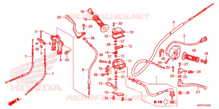 LEVIER DE GUIDON - CABLE - COMMODO Honda ATV 90 FOURTRAX 2016  TRX90XF