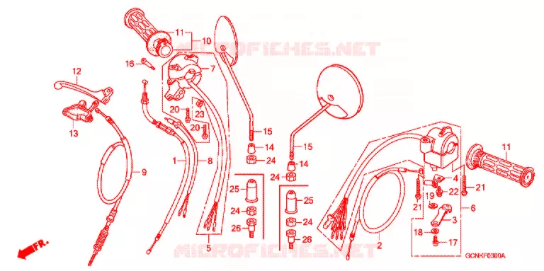 CABLES - COMMODOS - LEVIERS - POIGNEES Honda SCOOTER 50 C50 2007  C50L7