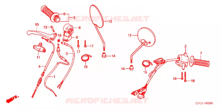 LEVIER DE GUIDON - CABLE - COMMODO Honda MOTO 50 other-models 2003  MP503