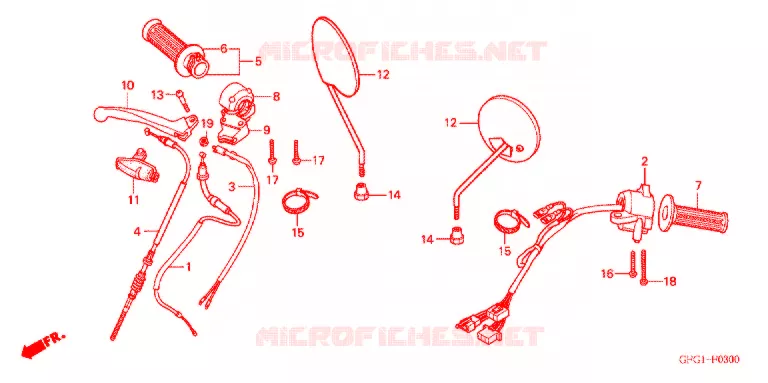 LEVIER DE GUIDON - CABLE - COMMODO Honda MOTO 50 other-models 2003  MP50DX3