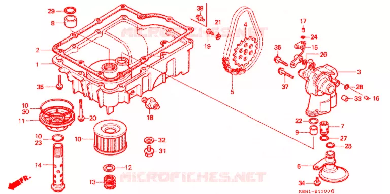 POMPE A HUILE - CARTER D'HUILE Honda MOTO 250 JADE 1992  CB250FN