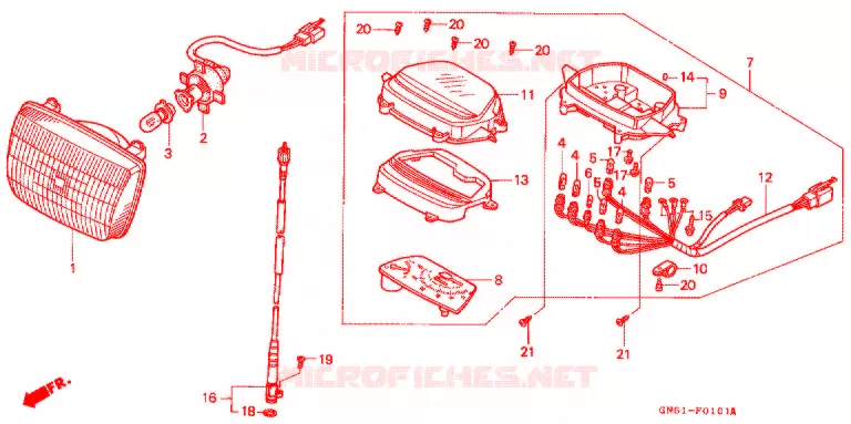 PHARE - COMPTEUR (C100CMP/CMS) Honda MOTO 100 C100 1994  C100CMP