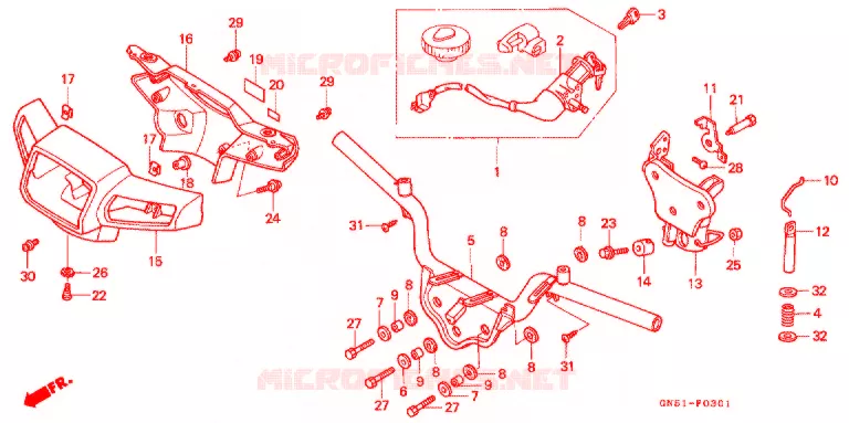 GUIDON - CARENAGE (C100CMP/CMS) Honda MOTO 100 C100 1996  C100CMS