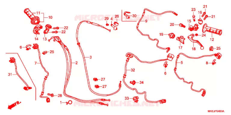 LEVIER DE GUIDON - CABLE - COMMODO Honda MOTO 450 CRF 2019  CRF450RXK