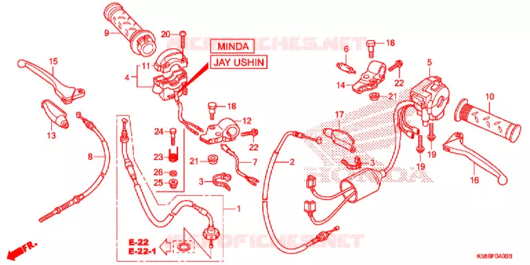 LEVIER DE GUIDON - CABLE - COMMODO Honda MOTO 110 CB 2016  CBF110SG