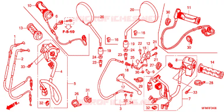 LEVIER DE GUIDON - CABLE - COMMODO Honda MOTO 400 CB 2022  CB400SADK