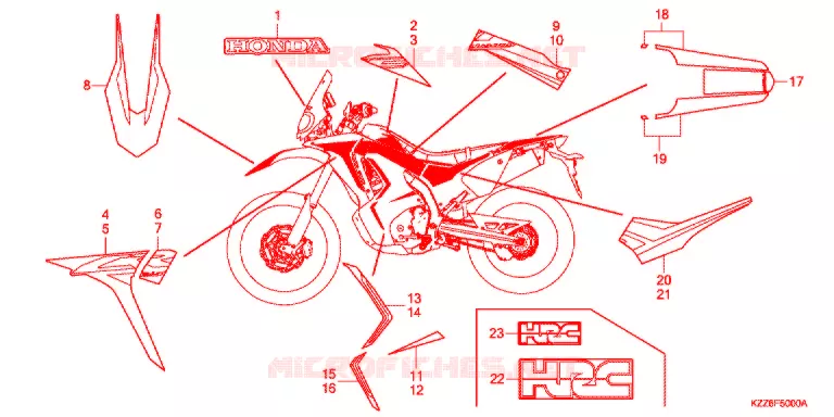 AUTOCOLLANTS (CRF250RL/RDA/RLA/RLD) Honda MOTO 250 CRF 2020  CRF250RDAK