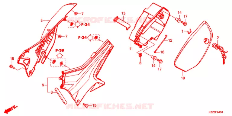 COUVERCLES LATERAUX (CRF250RL/RDA/RLA/RLD) Honda MOTO 250 CRF 2020  CRF250RDAK