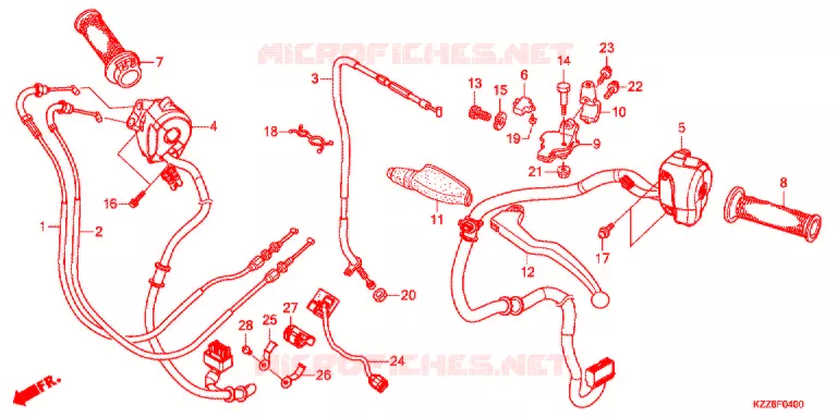 LEVIER DE GUIDON - CABLE - COMMODO Honda MOTO 250 CRF 2020  CRF250RLAK