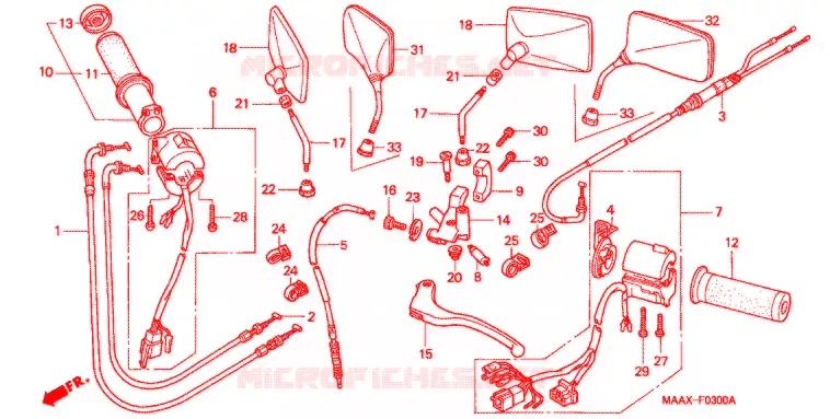 COMMODO - LEVIER - CABLE Honda MOTO 1100 SHADOW 2003  VT1100C3