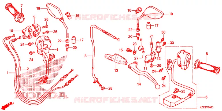 LEVIER DE GUIDON - CABLE - COMMODO Honda MOTO 250 CRF 2018  CRF250LF_TH