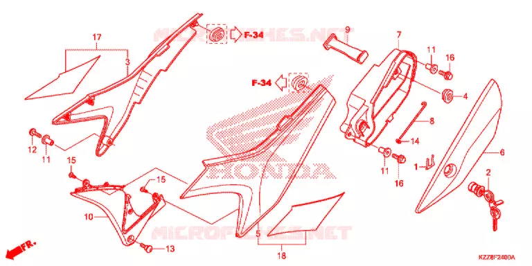 COUVERCLES LATERAUX Honda MOTO 250 CRF 2014  CRF250ME