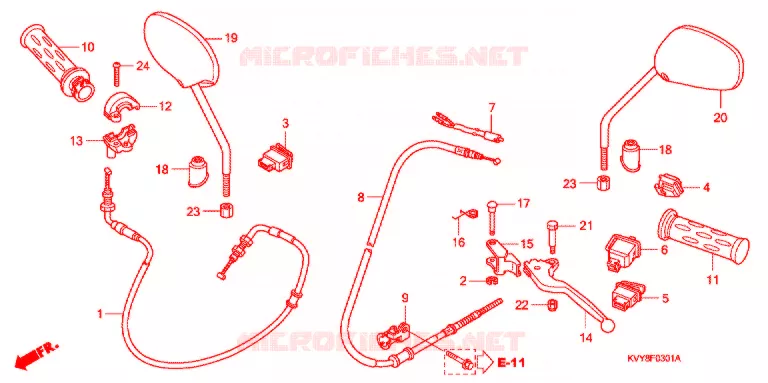 LEVIER DE GUIDON - CABLE - COMMODO (2) Honda SCOOTER 110 ICON 2008  ANC110CST8