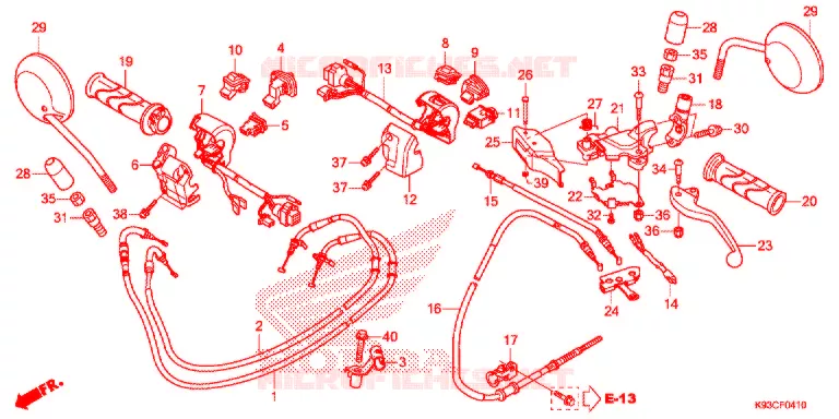 LEVIER DE GUIDON - CABLE - COMMODO Honda SCOOTER 110 SCOOPY 2018  ACF110BTJ