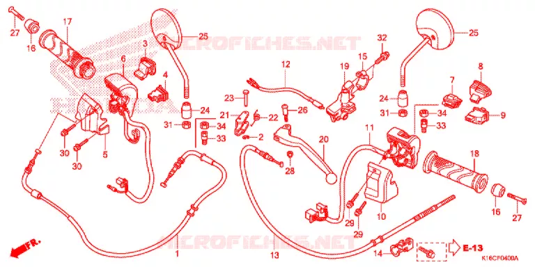 LEVIER DE GUIDON - CABLE - COMMODO Honda SCOOTER 110 SCOOPY 2016  ACF110SFG