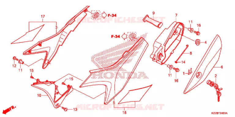 COUVERCLES LATERAUX Honda MOTO 250 CRF 2017  CRF250LF_TH