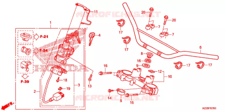 GUIDON - TE DE FOURCHE Honda MOTO 250 CRF 2016  CRF250LF_TH