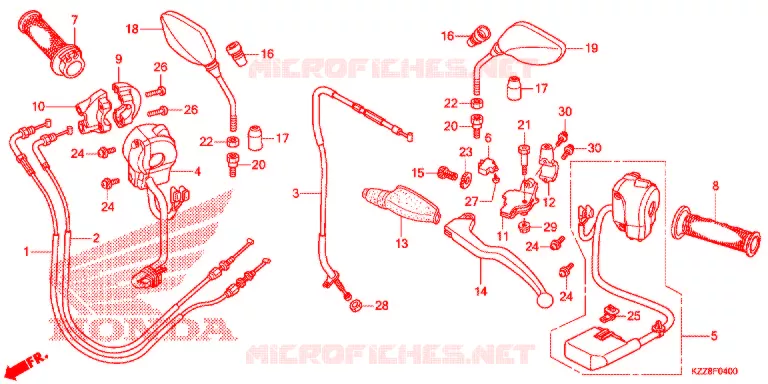 LEVIER DE GUIDON - CABLE - COMMODO Honda MOTO 250 CRF 2015  CRF250LF_TH
