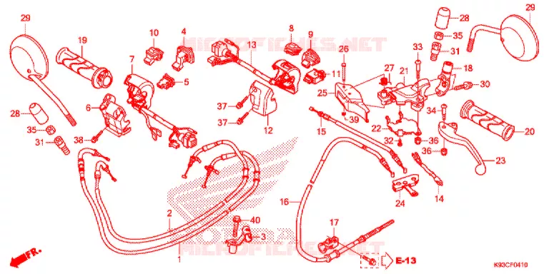 LEVIER DE GUIDON - CABLE - COMMODO Honda SCOOTER 110 SCOOPY 2018  ACF110CBTJ