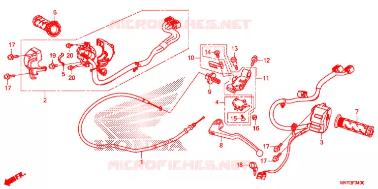 LEVIER DE GUIDON - CABLE - COMMODO Honda MOTO 1000 CBR 2021  CBR1000STL