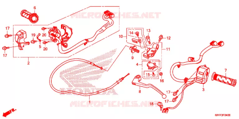 LEVIER DE GUIDON - CABLE - COMMODO Honda MOTO 1000 CBR 2020  CBR1000SPM