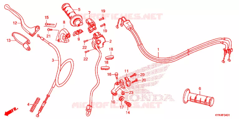 LEVIER DE GUIDON - CABLE - COMMODO (CRF110F'19-) Honda MOTO 110 CRF 2020  CRF110FL