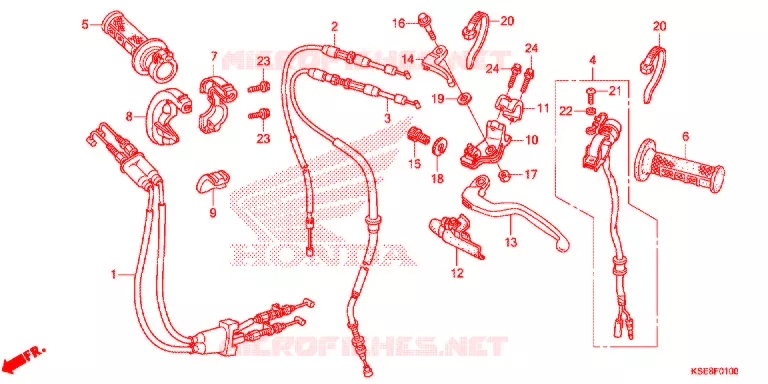 LEVIER DE GUIDON - CABLE - COMMODO Honda MOTO 150 CRF 2020  CRF150RL