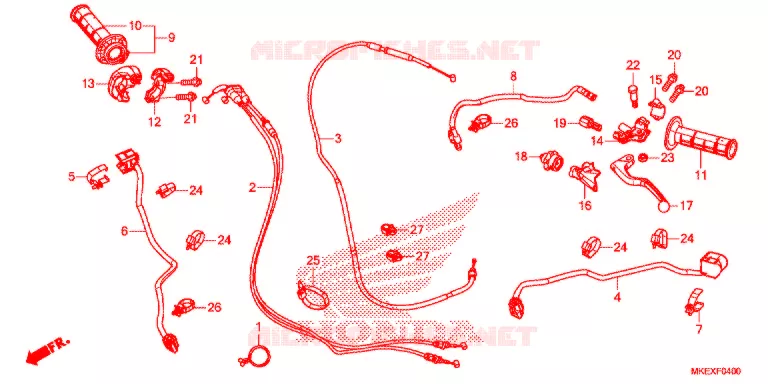 LEVIER DE GUIDON - CABLE - COMMODO Honda MOTO 450 CRF 2023  CRF450XK
