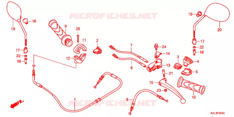 LEVIER DE GUIDON - CABLE - COMMODO Honda SCOOTER 110 VISION 2016  NSC110WHG