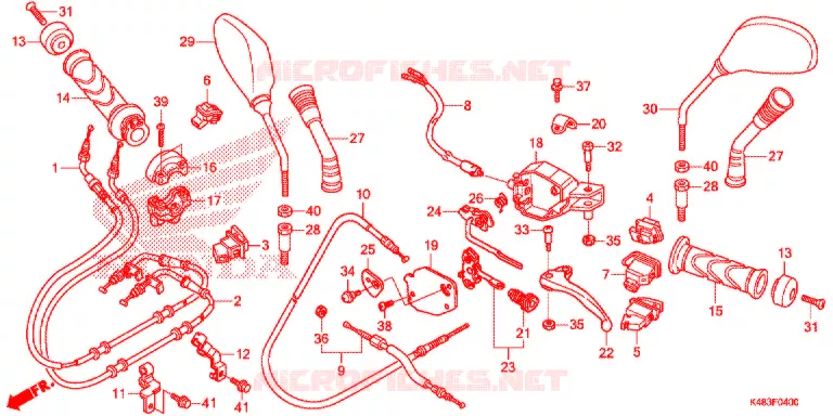 LEVIER DE GUIDON - CABLE - COMMODO Honda SCOOTER 110 SPACY 2017  SCR1105WHH
