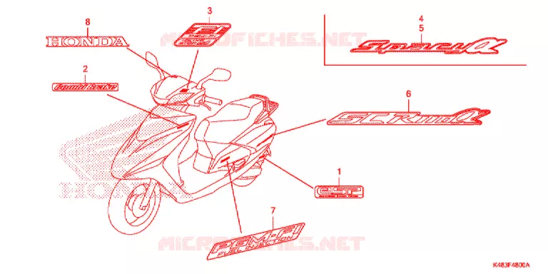 AUTOCOLLANTS Honda SCOOTER 110 SPACY 2017  SCR1105WHH