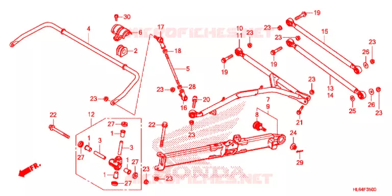 TRIANGLES - BARRE ANTI ROULIS (SXS1000S2R) Honda ATV 1000 TALON 2021  SXS1000S2RM