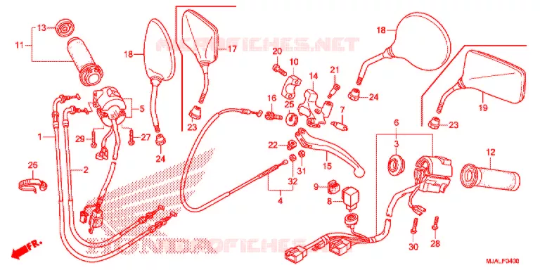LEVIER DE GUIDON - CABLE - COMMODO Honda MOTO 750 SHADOW 2020  VT750C2BL