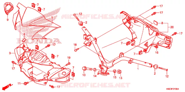 GUIDON - CARENAGE Honda MOTO 110 WAVE 2018  AFS110SPJ