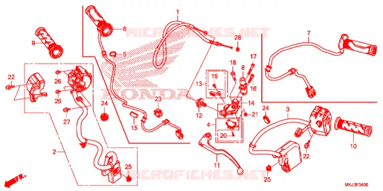 LEVIER DE GUIDON - CABLE - COMMODO Honda MOTO 1000 CB 2020  CB1000RAL