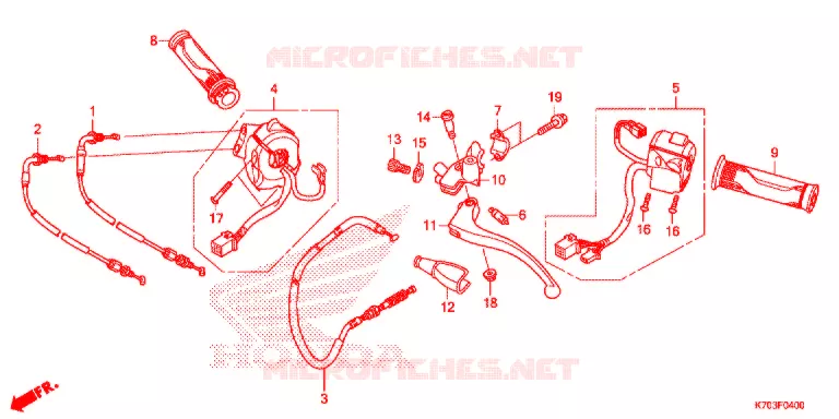 LEVIER DE GUIDON - CABLE - COMMODO Honda MOTO 190 CB 2017  CBF190WHG