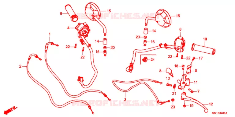 LEVIER DE GUIDON - CABLE - COMMODO Honda MOTO 250 REBEL 2021  CMX250AL